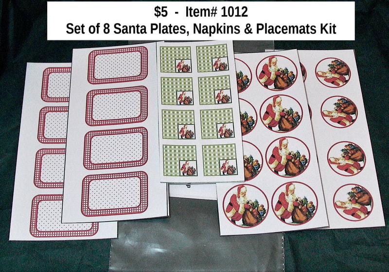$5  -  Item# 1012 -  Santa Paper Plates, Napkins and Placemats For 8