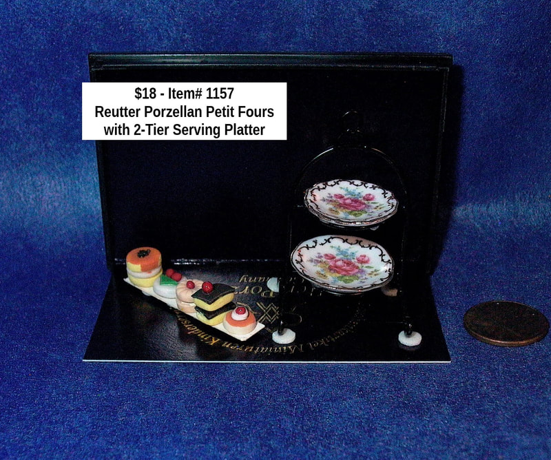 $18  -  Item# 1157 
 Reutter Porzellan Petit Fours and 2-Tier Serving Platter