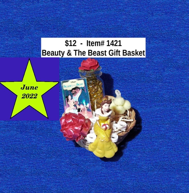 $12  -  Item# 1421  
- Beauty and the Beast Filled Gift Basket
