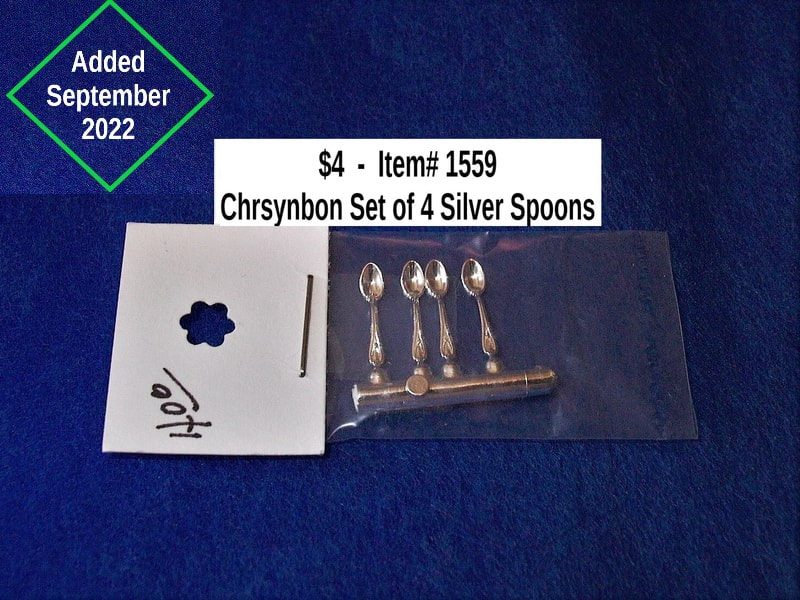 $4   -  Item# 1559  
Chrysbon Set of 4 Silver Spoons
