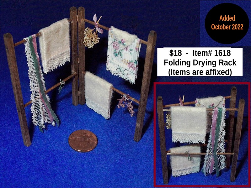 $18  -  Item# 1618  -  Folding Drying Rack
(Items are affixed to rack)