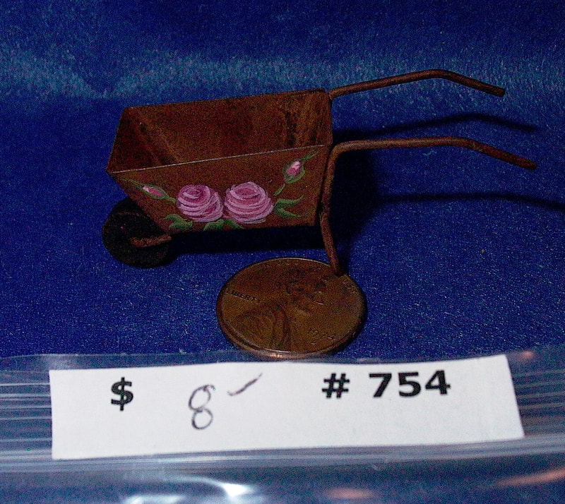$8  -  Item #754  Possible 1/48 scale
Hand Painted Roses on a Wheelbarrow