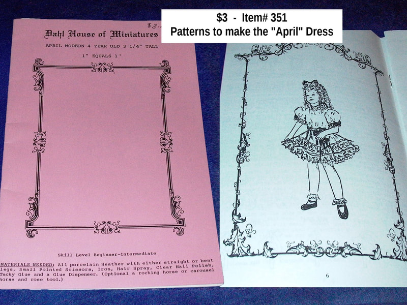 $5   item# 351   
April Dress Pattern from Dahl House Of Miniatures 
