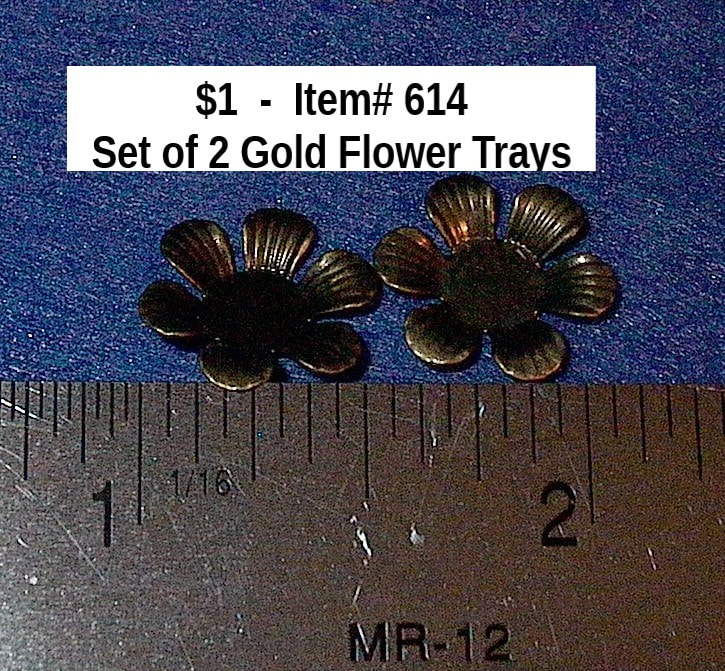 $1 - Item# 614 - Gold Flower Trays Set of 2