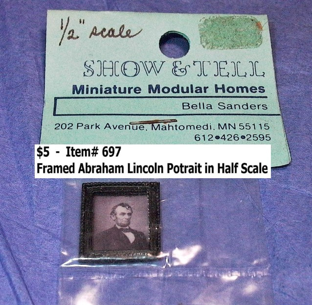 $5 - Item# 697  - 
 Framed Abraham Lincoln Portrait **Half Scale**