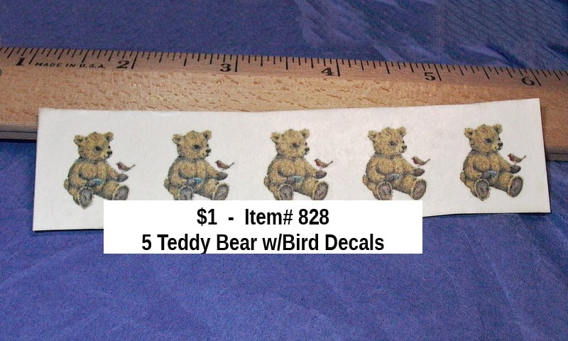 $1  -  Item# 828  - 
 5 Teddy Bear Decals 