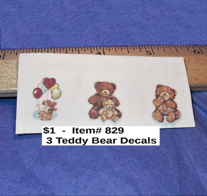 $1  -  Item# 829  -  
 3 Teddy Bear Decals