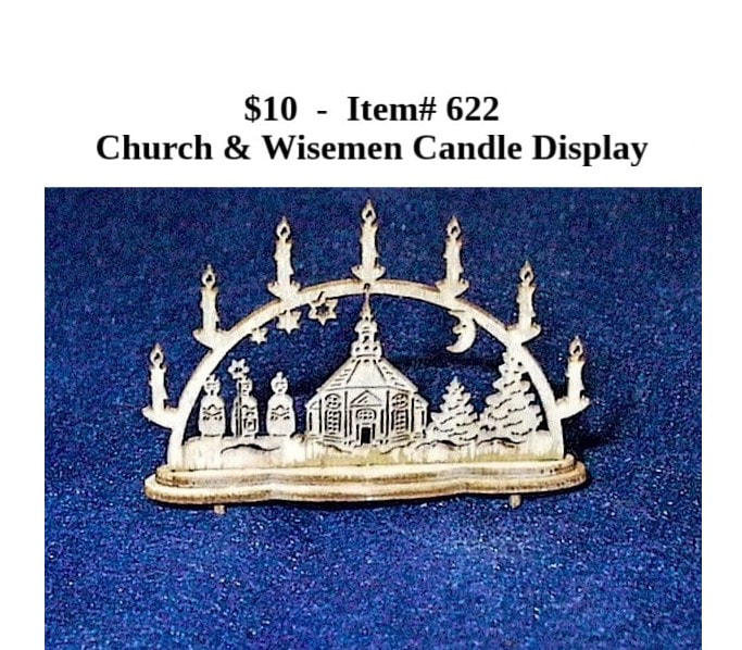 $10 - Item# 622 - Christmas Church and Wisemen Candle Holder