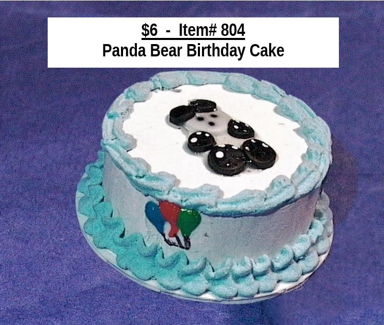 $6  -  Item# 804  -  Birthday Cake with Panda