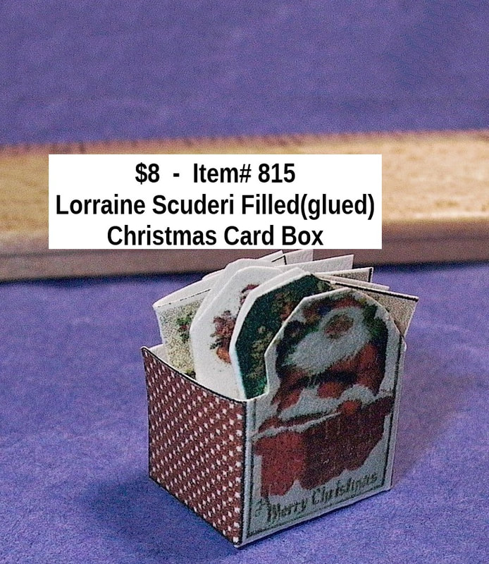 $8  -  Item# 815  - Lorraine Scuderi Assembled Christmas Card box with Christmas Cards Glued into box