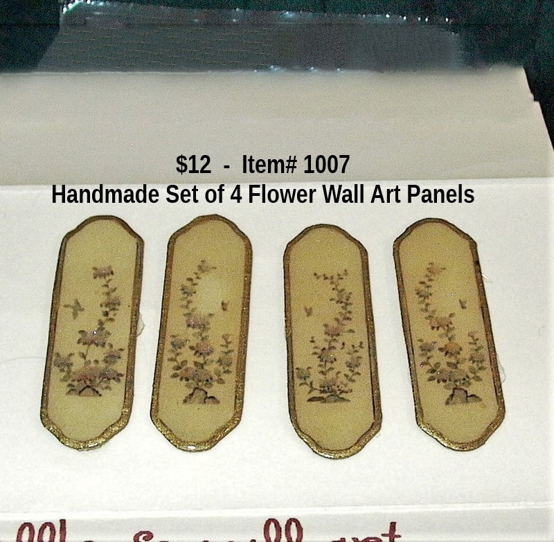$12  -  Item# 1007  -   Handmade Set of 4 Flower Wall Art Panels