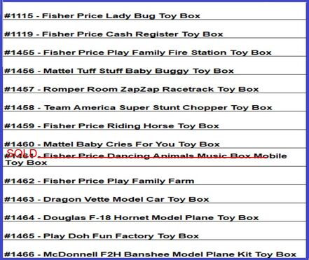 List of Assembled Toy Boxes