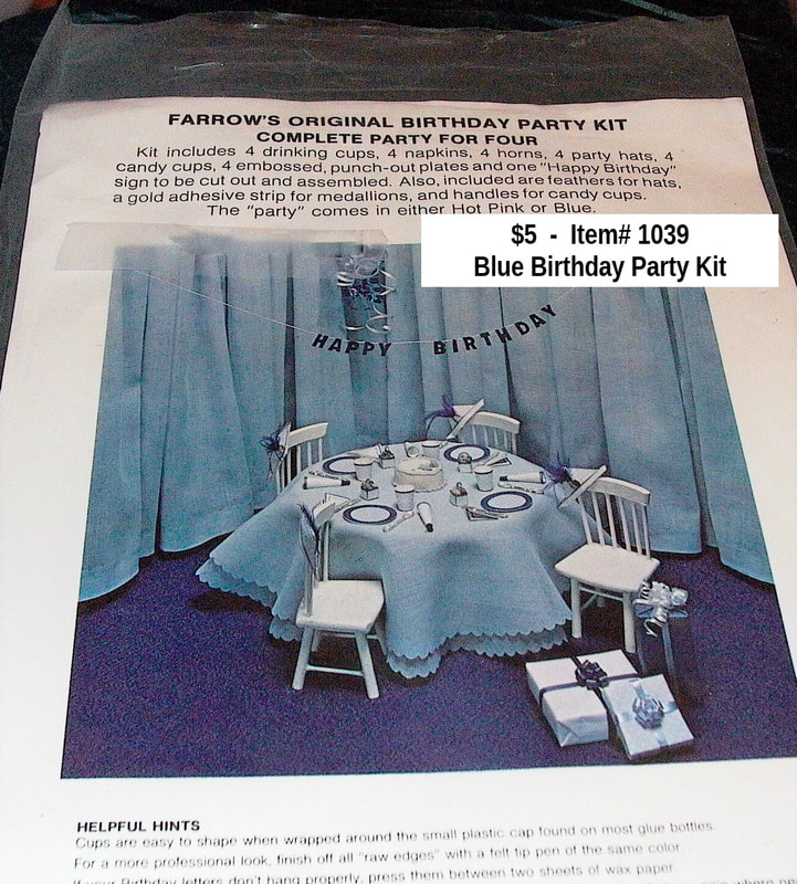 $5  -  Item# 1039  -  Farrow Industries Blue Birthday Party Kit