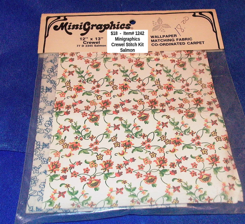 $18  -  Item# 1242 - Minigraphics Crewel Embroidery Kit 77D -2345 Salmon
Pattern, fabric & threads  kit to stitch