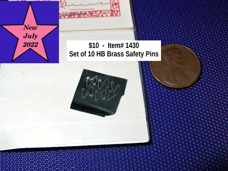 $10  -  Item# 1430 - 
Set of 10 HB Brass Safety Pins