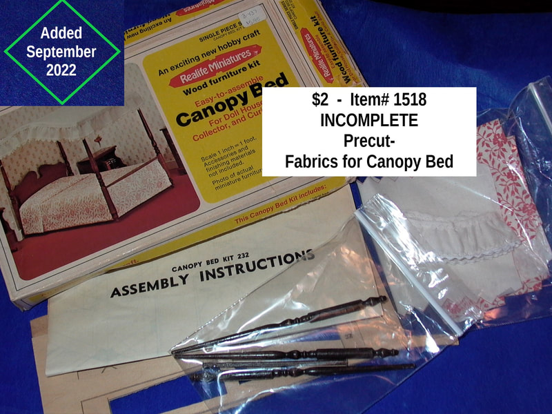 $5  -  Item# 1518 - Realife Miniatures INCOMPLETE  KIT Precut Fabric for Canopy Bed Top & 3 Bed Posts
