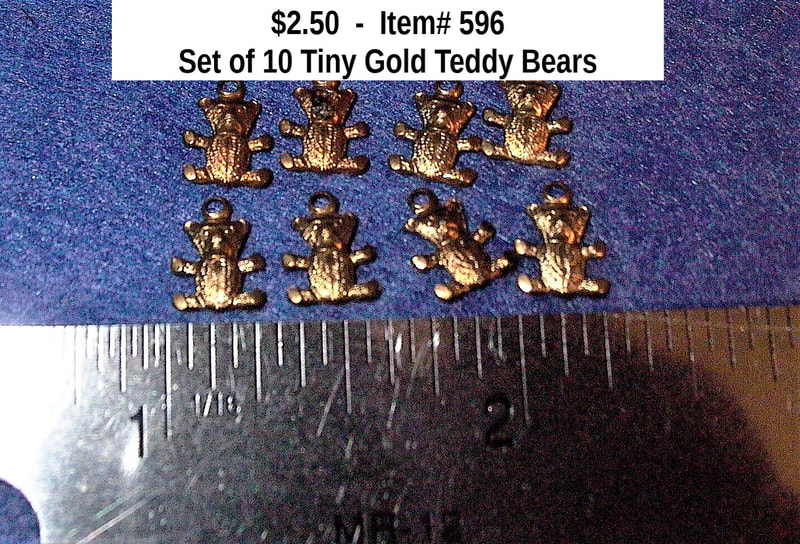 $2.50 - Item# 596 - Tiny Gold Teddy Bears Set of 10