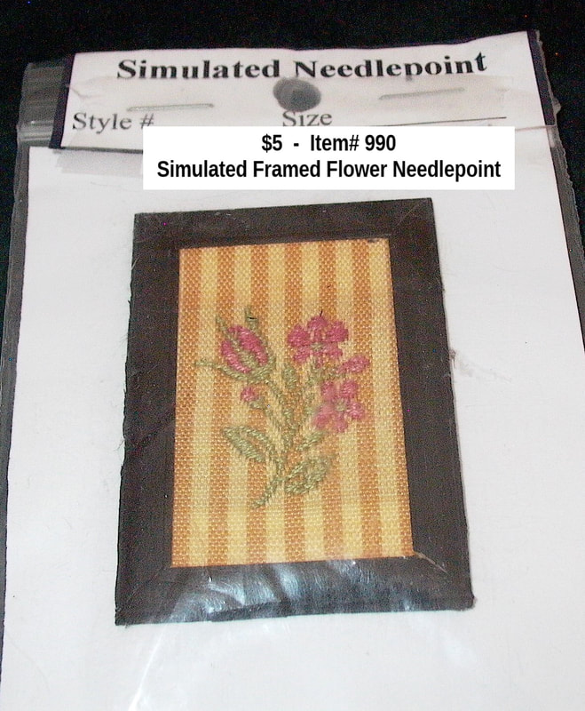 $5  -  Item# 990  -  Simulated Flower Needlepoint Framed Picture