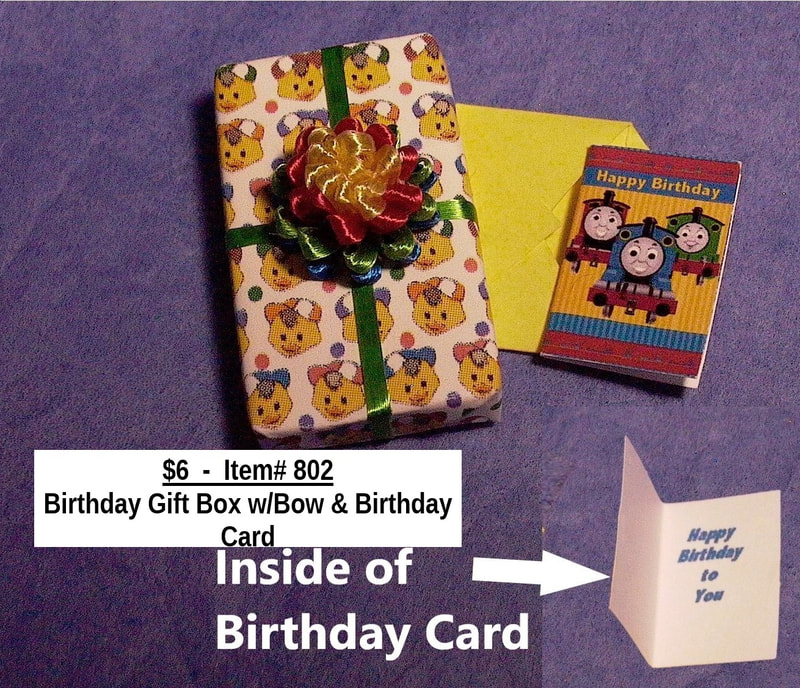 $6  -  Item# 802  -  Birthday Gift with Bow and Card Yellow