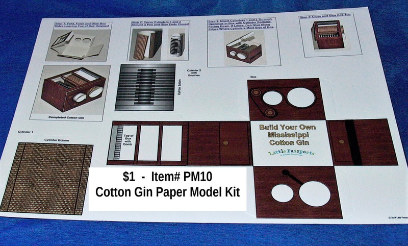 $1  -  Item# PM10 -
Cotton Gin Paper Model Kit