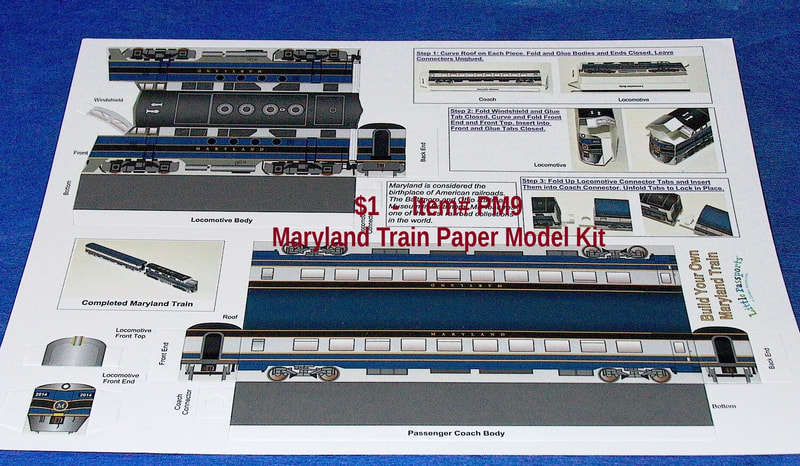$1  -  Item# PM9 -
Maryland Train Paper Model Kit